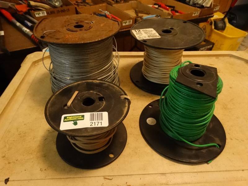 lot 2171 image: Telephone Wire, 12 Amp Wire, & Roll Of Wire
