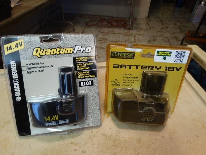 lot 2232 image: New 18V Cummins Battery & New 14.4V Black & Decker