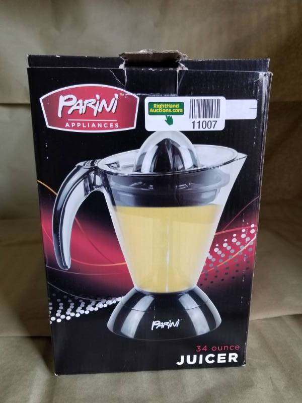 lot 11007 image: Parini Appliances 34 OZ. Juicer-Black Appears to be in new packaging.