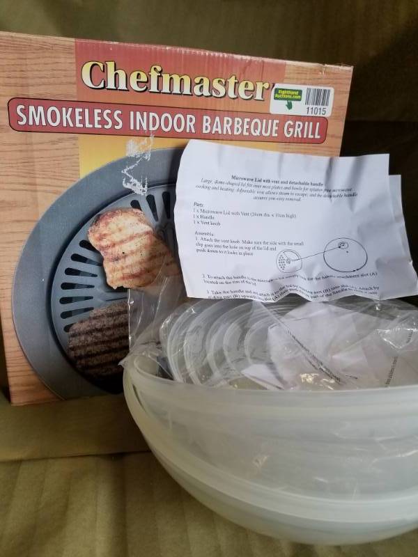 lot 11015 image: Chefmaster KTGR5 13-Inch Barbecue Grill And Seven Microwave Plate Covers