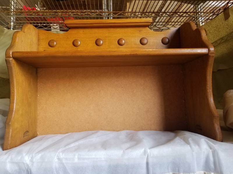 lot 11022 image: Free Standing Wood Shelf and Oversize Calculator
