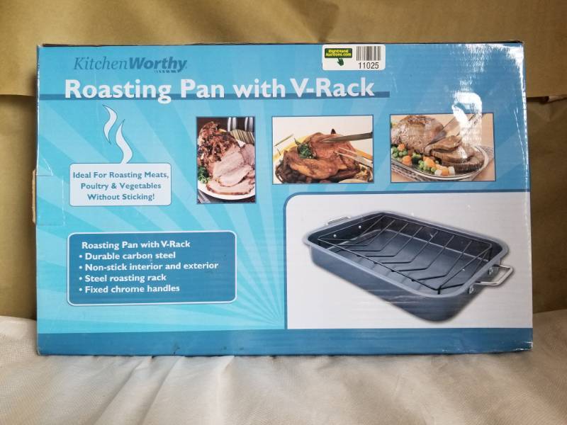 lot 11025 image: Kitchen Worthy Roasting Pan with V Rack