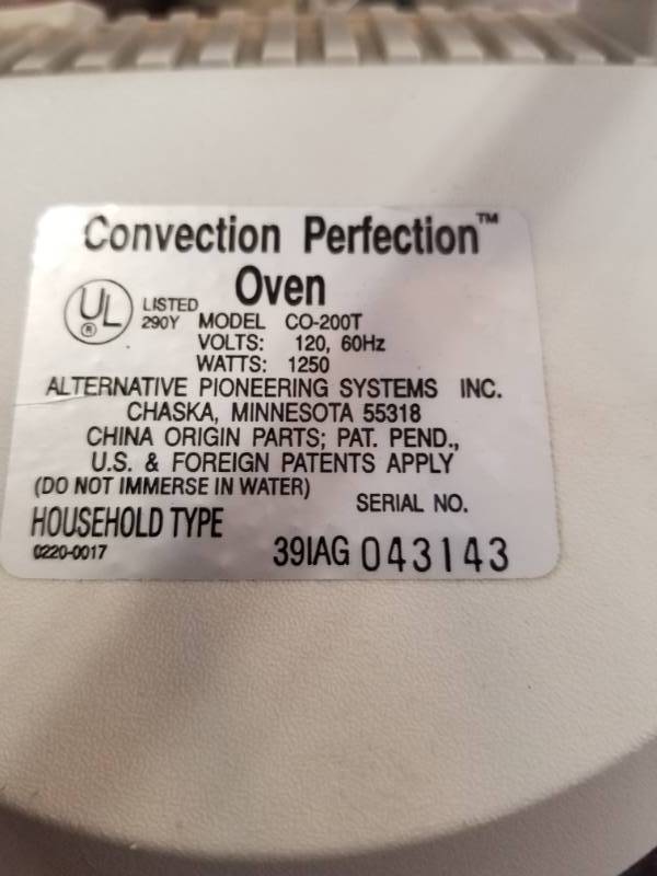 american harvest convection perfection oven co 200t