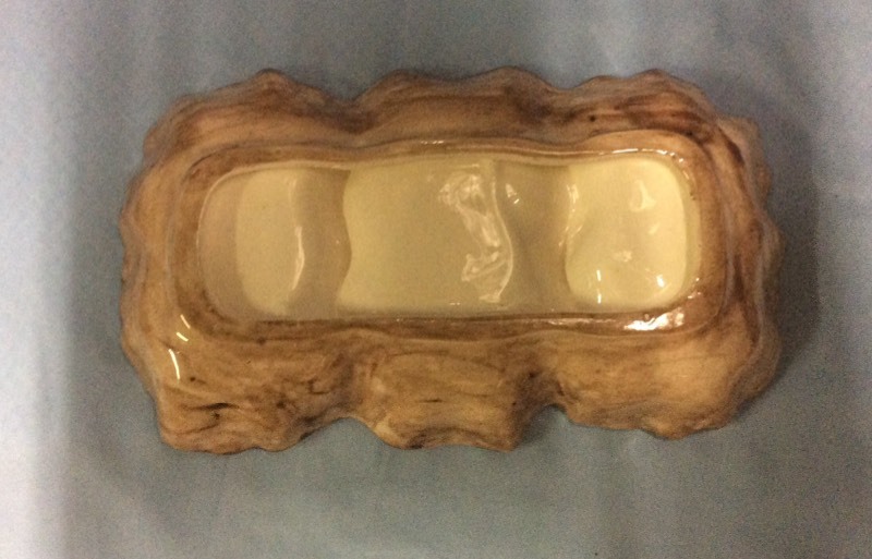 lot 11133 image: Retro Vintage Assorted Snack Dish Ceramic Serving Tray or a Catch All tray, Green glass jar, VINTAGE WICKER DUCK WOVEN BASKET,  Rustic Wooden Luminary Box