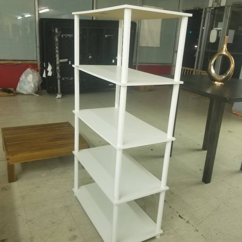 lot 11535 image: 5 Shelf White Unit, Small Wood Platform