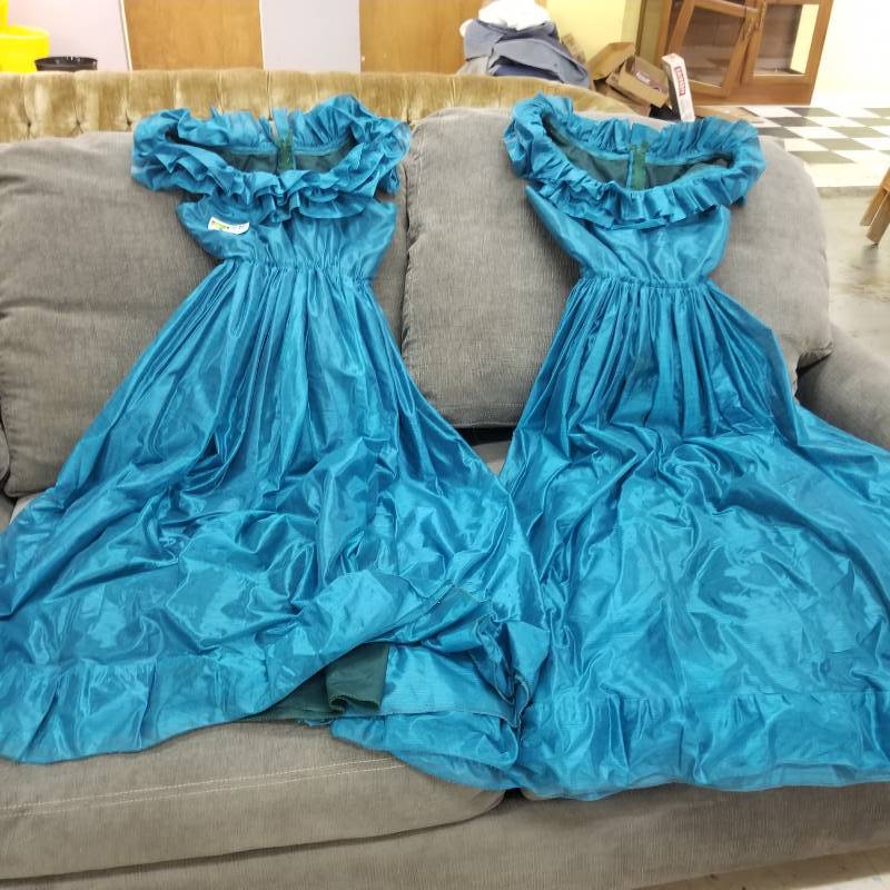lot 12073 image: Two Teal Colored Formal Dresses