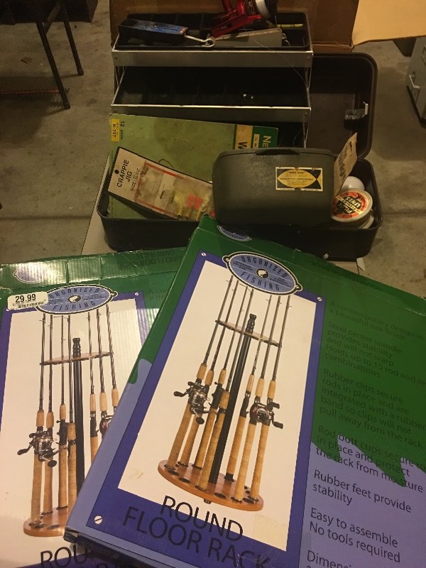 lot 11509 image: Fishing Pole Holders And Tackle Box