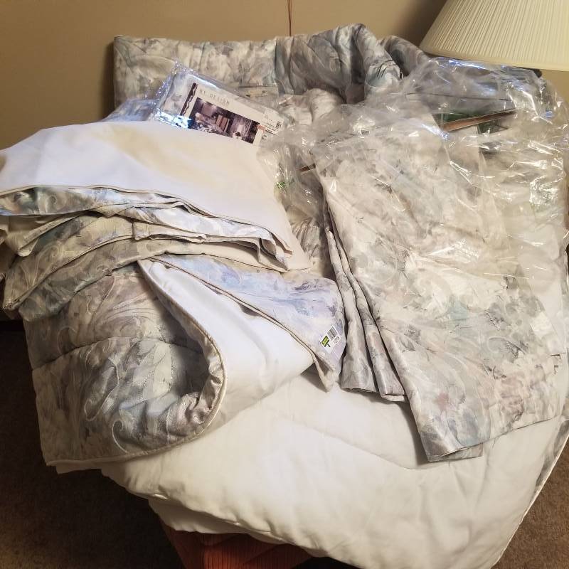 lot 12206 image: By Design JC Penney Silver Rose Bedding Set