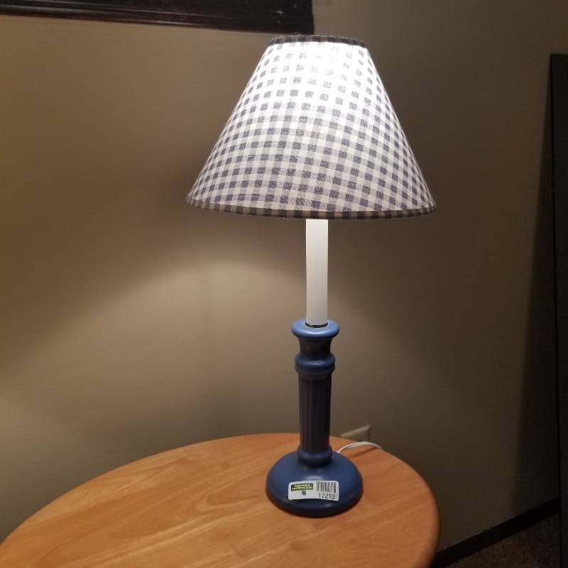 lot 12210 image: Candlestick lamp, Oval End Table with Open Storage