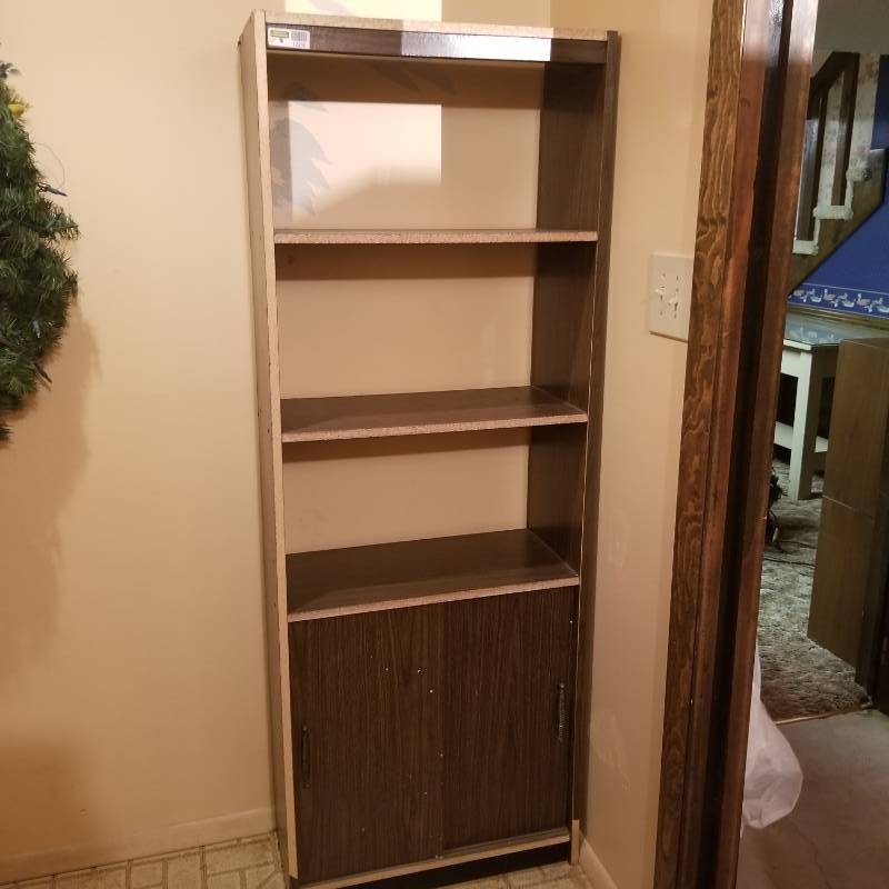 lot 12250 image: Storage shelf and Metal Filing Cabinet