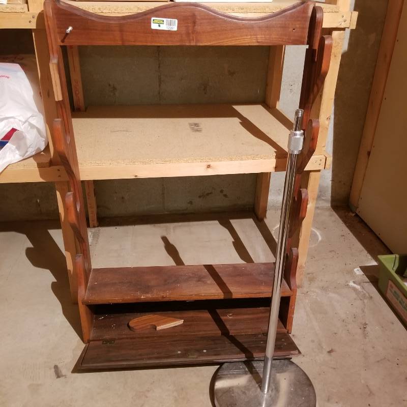 lot 12261 image: Vintage Wood Gun Rack, Microphone Base