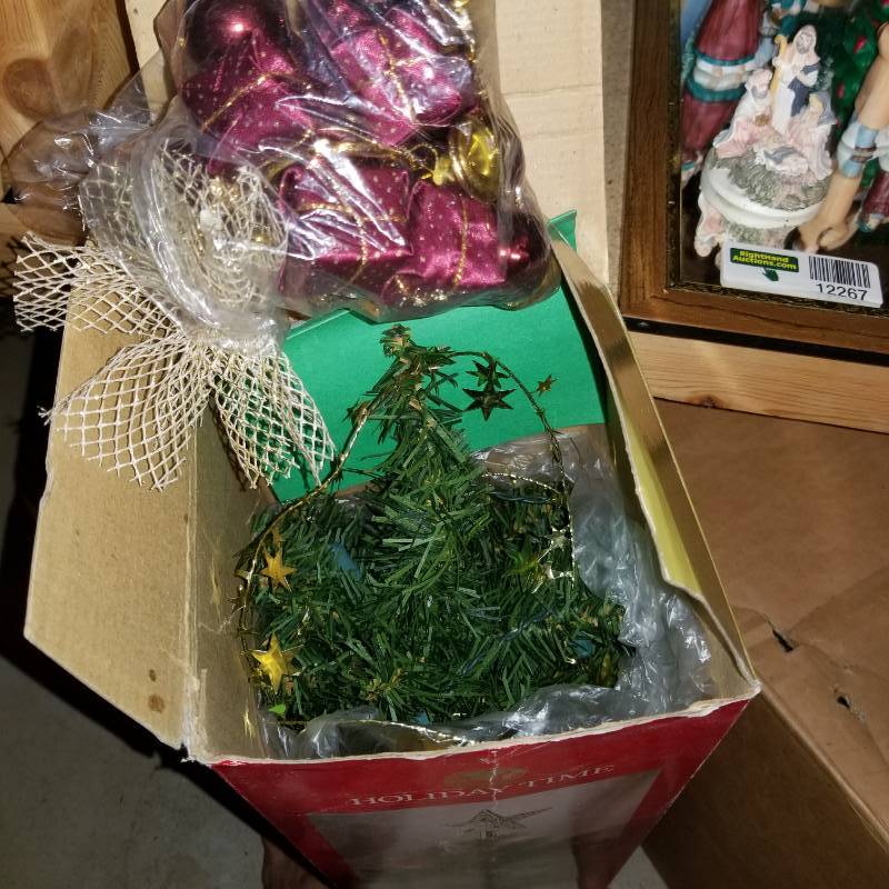 lot 12271 image: 2 Foot Lighted and Decorated Table Christmas Tree