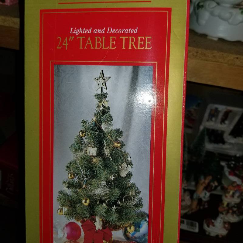 lot 12272 image: 2 Foot Lighted and Decorated Table Christmas Tree