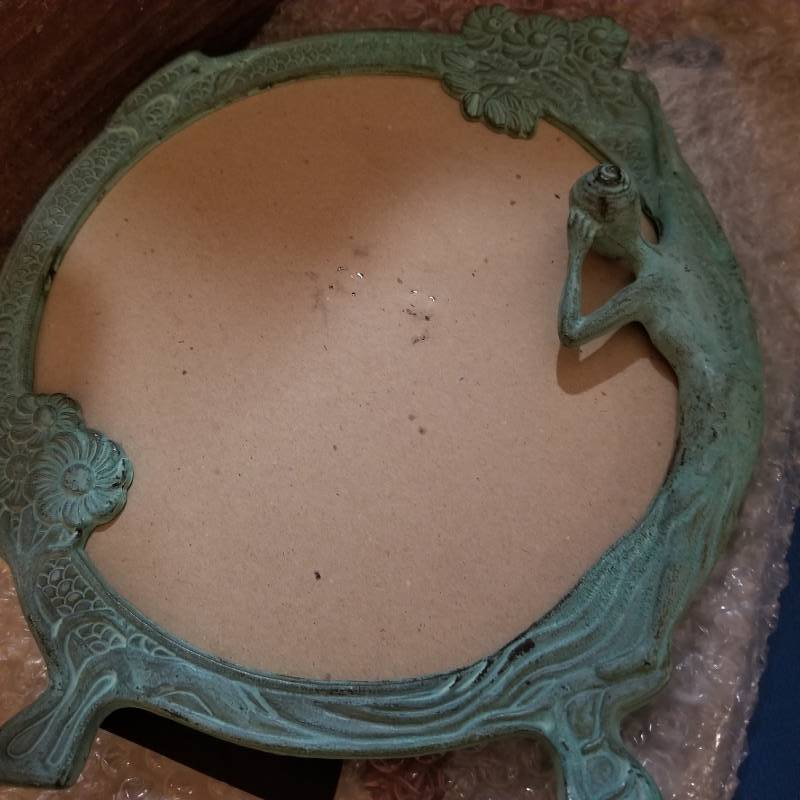 lot 11721 image: Wood Rooster, Metal Mirror Frame, Butterfly