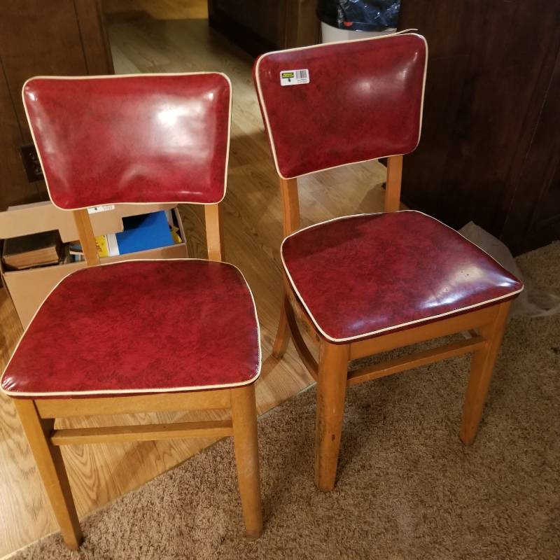 lot 11723 image: Two Red Kitchen Chairs