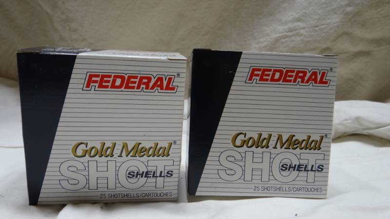 lot 4073 image: 12 Gauge Shotgun Shells - 2 Boxes for One Bid - NEW Federal Gold Medal
