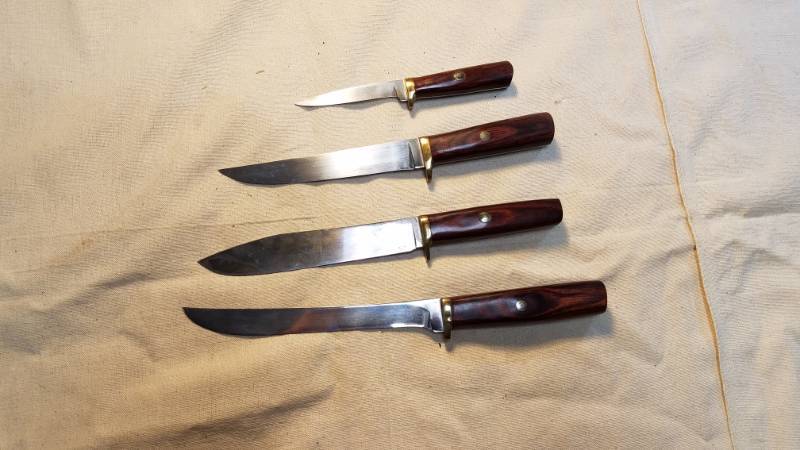 lot 9159 image: Custom Handmade Knives Look at those handles Stamped and Sequentially Serialized  by Master Don near Cheney Kansas.
