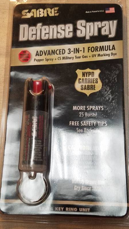 lot 9163 image: Sabre Defense Spray NOT JUST Pepper Spray, Has Pepper AND CS, plus Marking Dye