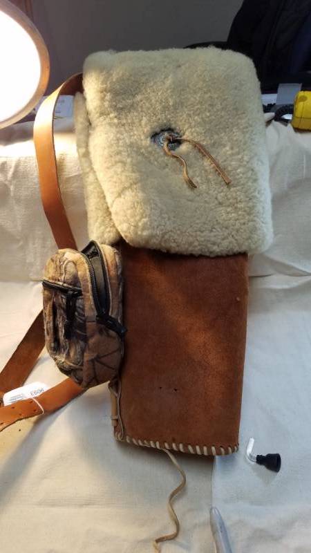 lot 9093 image: Leather Handmade Quiver with Bonus Accessory Pouch