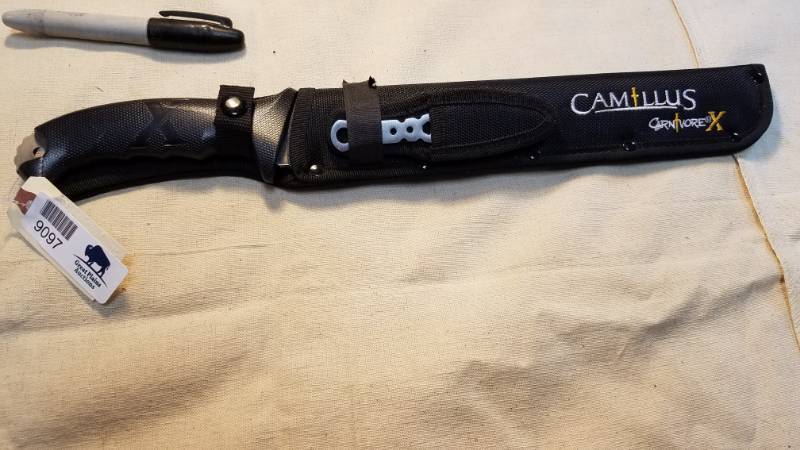 lot 9097 image: Camilus Carnivore BIG Hunting Knife with Bonus Knife and Sheath For Both