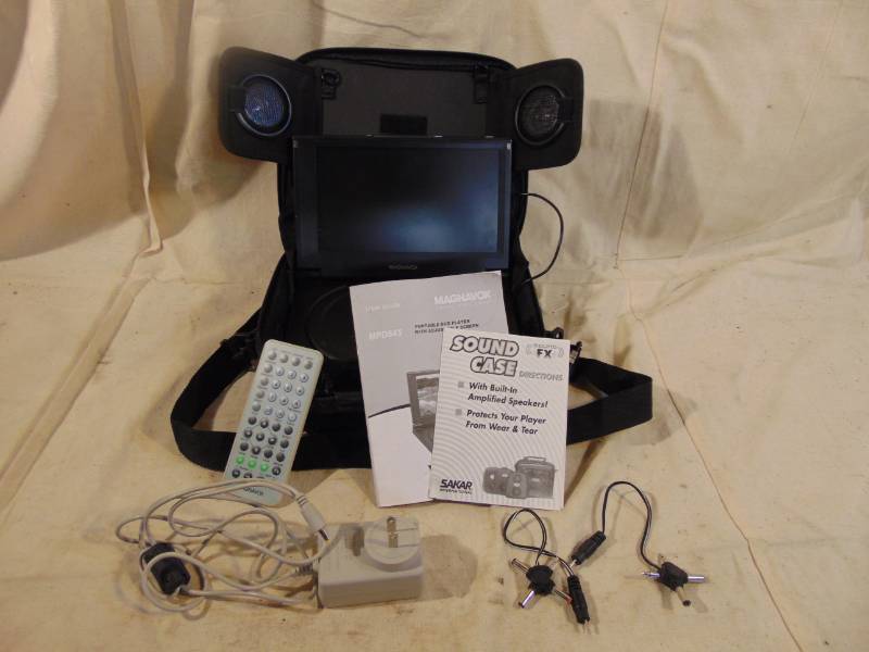 lot 9414 image: Portable DVD Player with Extra Speakers Right in the Case.  Remote and everything