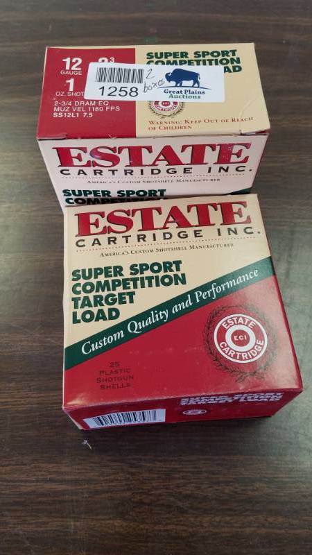 lot 1258 image: 12 Gauge Shotgun Shells - 2 New Full Boxes