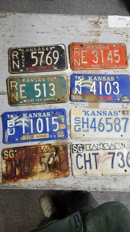 lot 1308 image: Kansas License Plates Lot - Some Old Ones Here